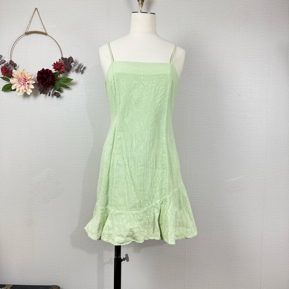 MINKPINK Spaghetti Strap Mini Dress in Solid Dusty Green size Small